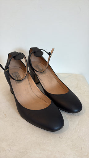 Valentino Garavani Black Leather Heeled Mary Jane's, 39.5