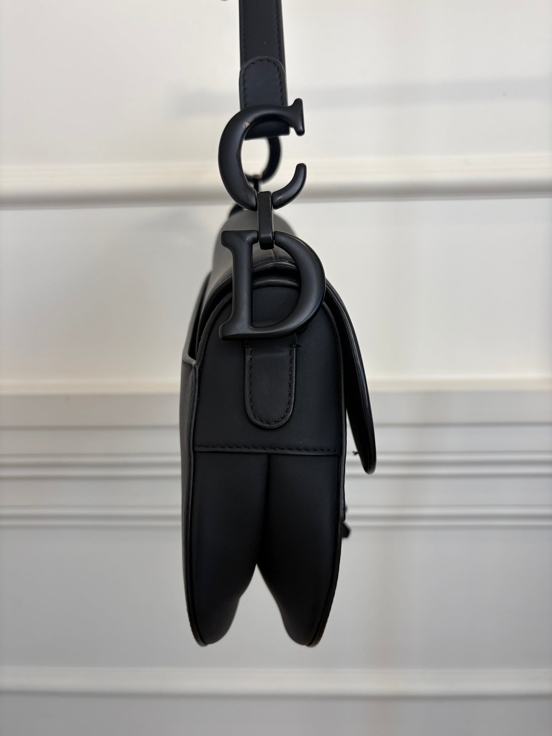Dior Matte Black Leather Saddle Bag