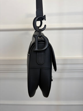 Dior Matte Black Leather Saddle Bag
