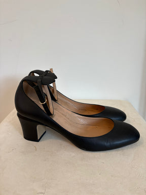 Valentino Garavani Black Leather Heeled Mary Jane's, 39.5