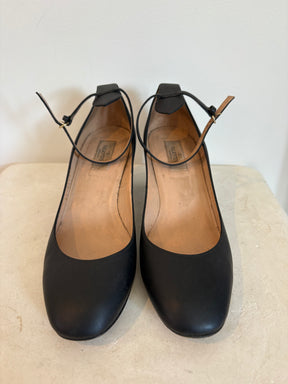 Valentino Garavani Black Leather Heeled Mary Jane's, 39.5