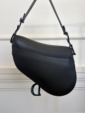 Dior Matte Black Leather Saddle Bag