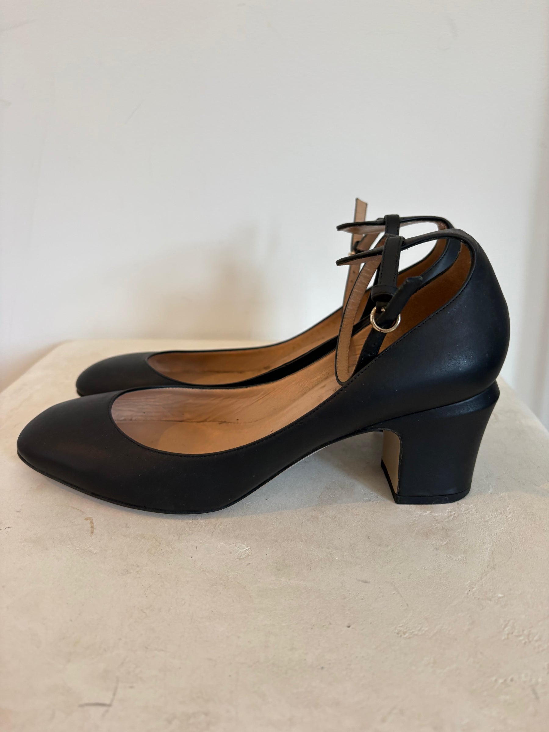 Valentino Garavani Black Leather Heeled Mary Jane's, 39.5