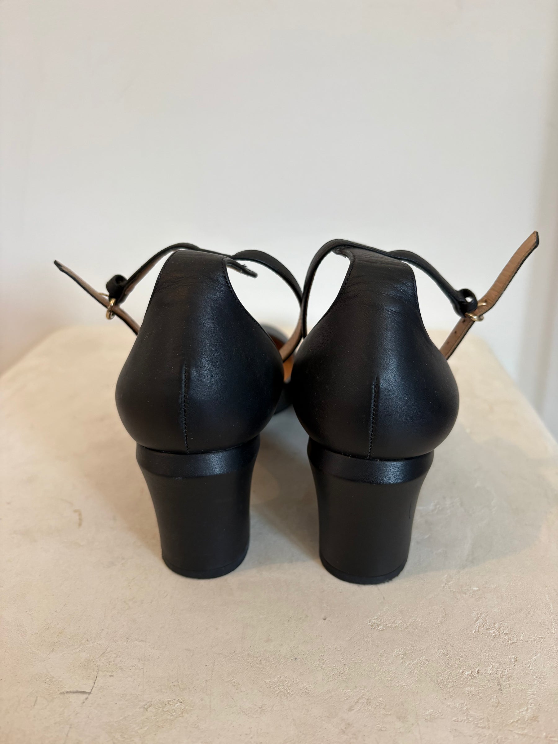 Valentino Garavani Black Leather Heeled Mary Jane's, 39.5