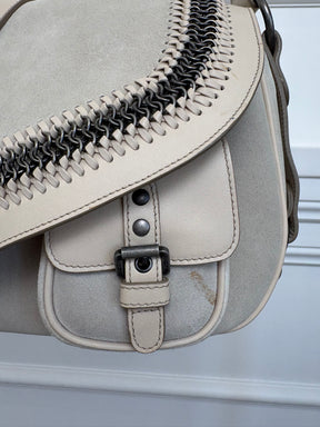 Dior Grey and Beige Suede and Leather Gaucho Saddle Bag