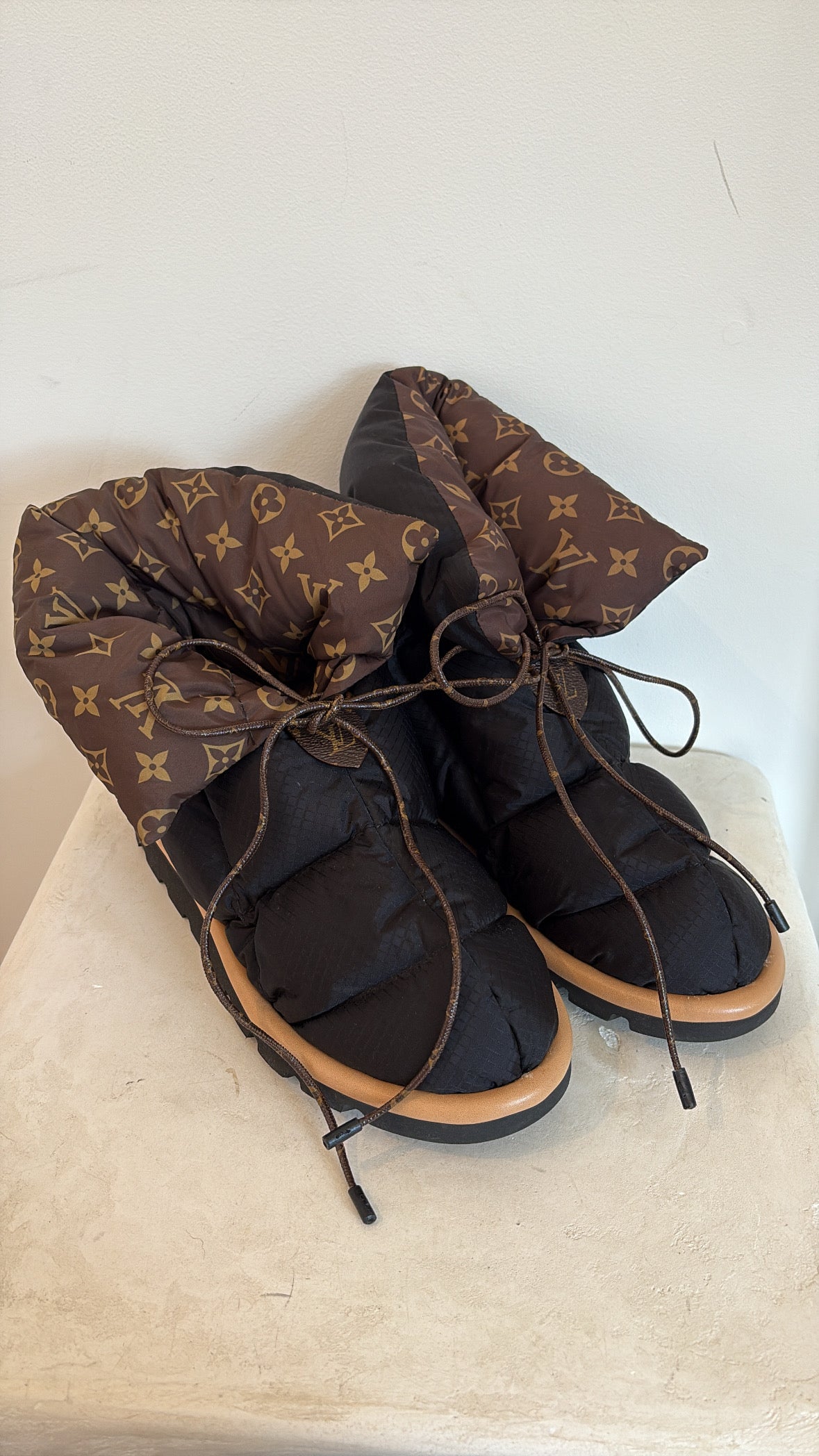 Louis Vuitton Black Nylon Monogram Pillow Boots, 40