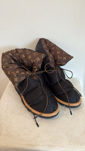 Louis Vuitton Black Nylon Monogram Pillow Boots, 40