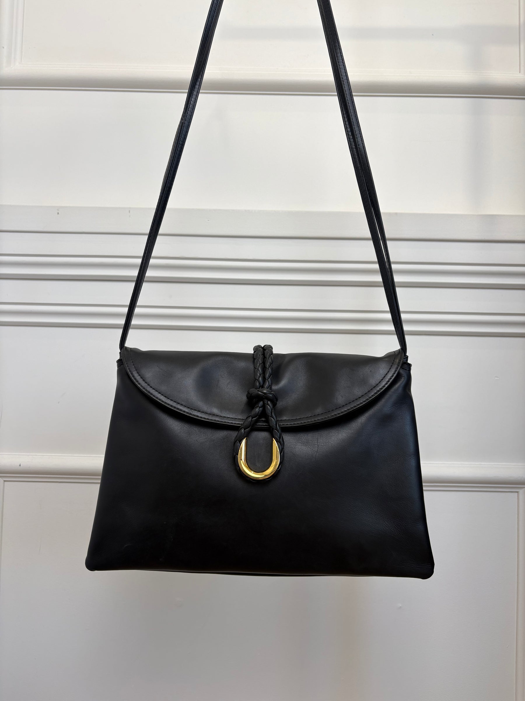 Bottega Veneta Black Leather Medium Liberta Bag