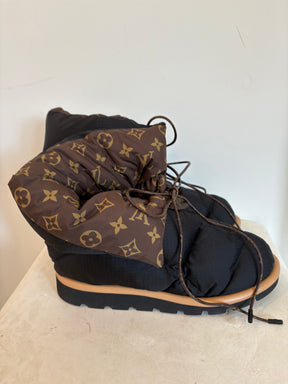 Louis Vuitton Black Nylon Monogram Pillow Boots, 40