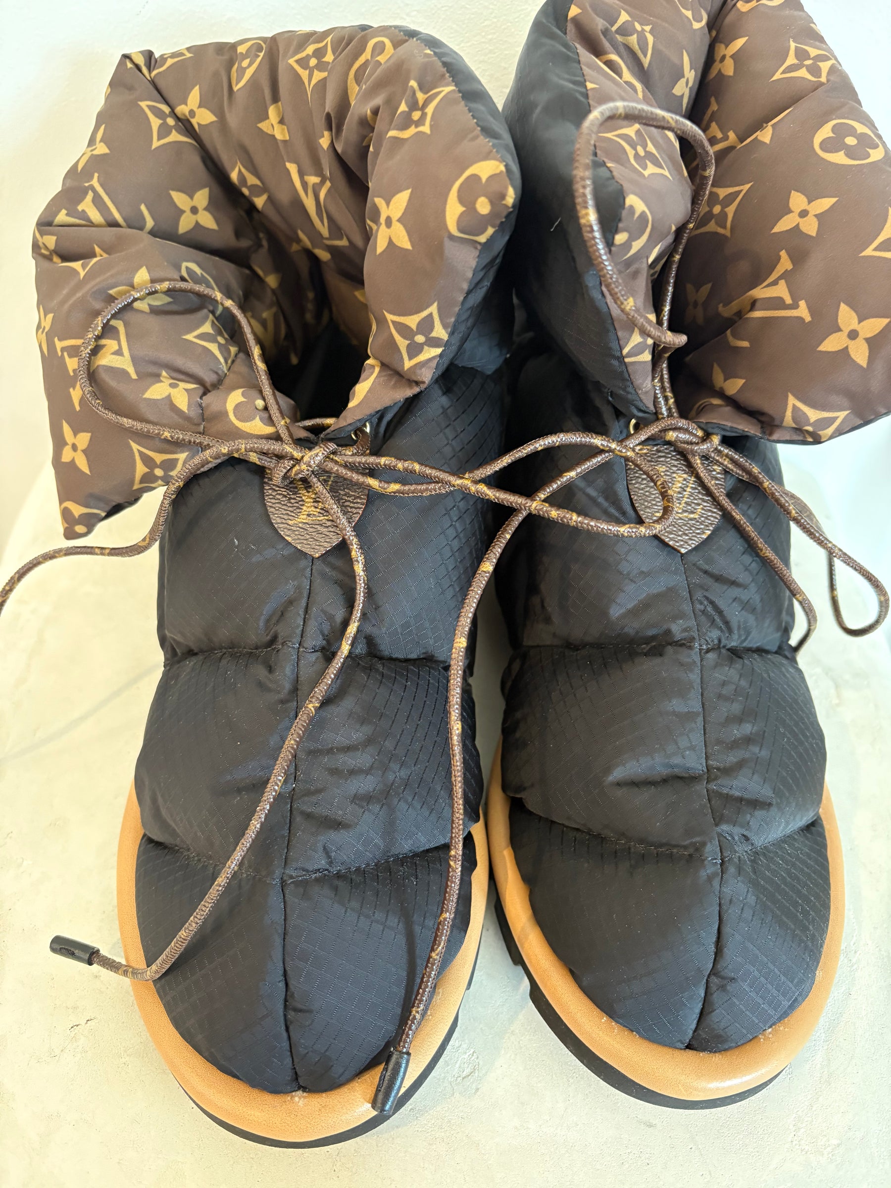 Louis Vuitton Black Nylon Monogram Pillow Boots, 40