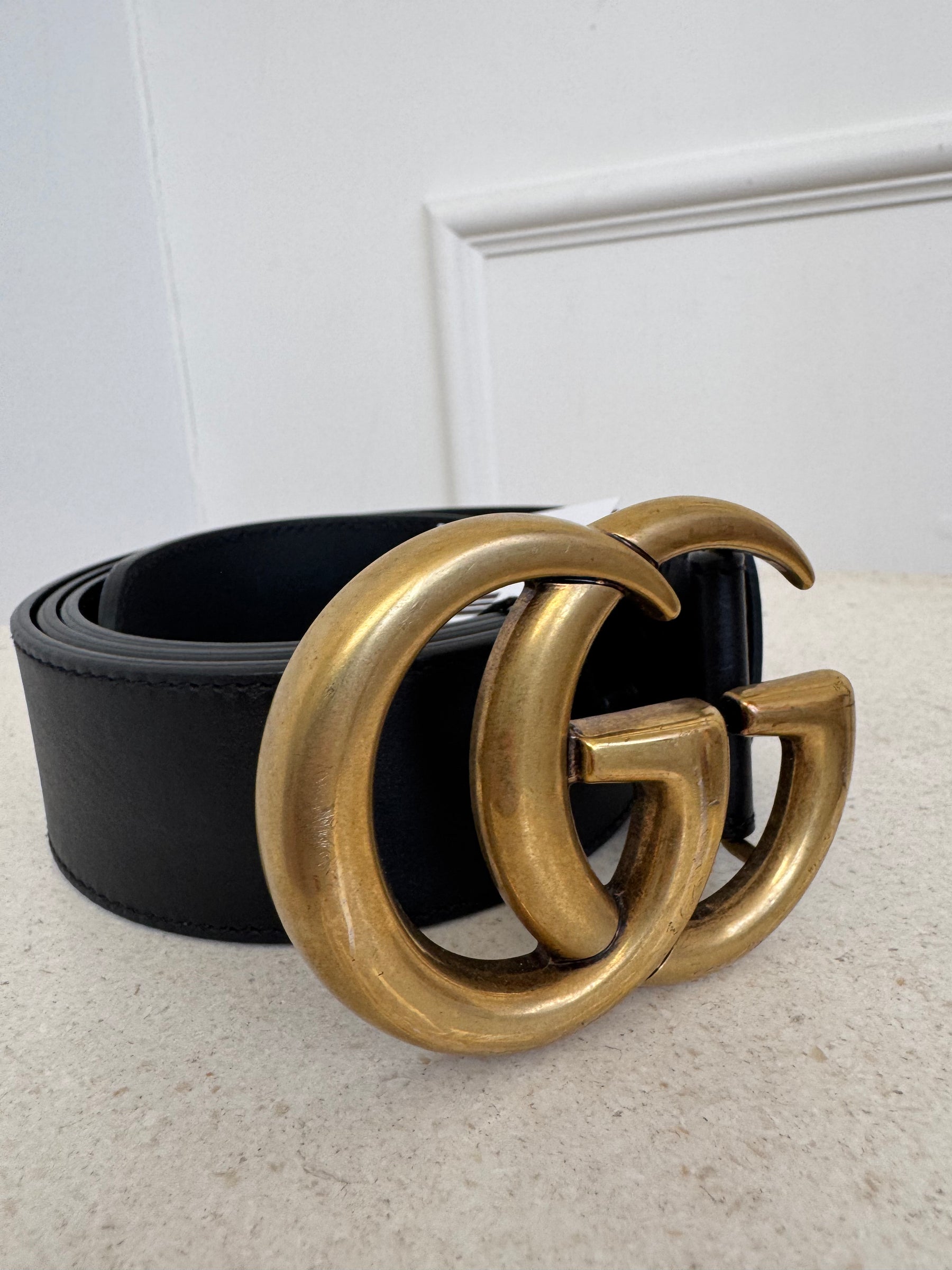 Gucci Men's Black Leather Marmont Belt, 100