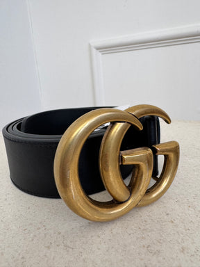 Gucci Men's Black Leather Marmont Belt, 100