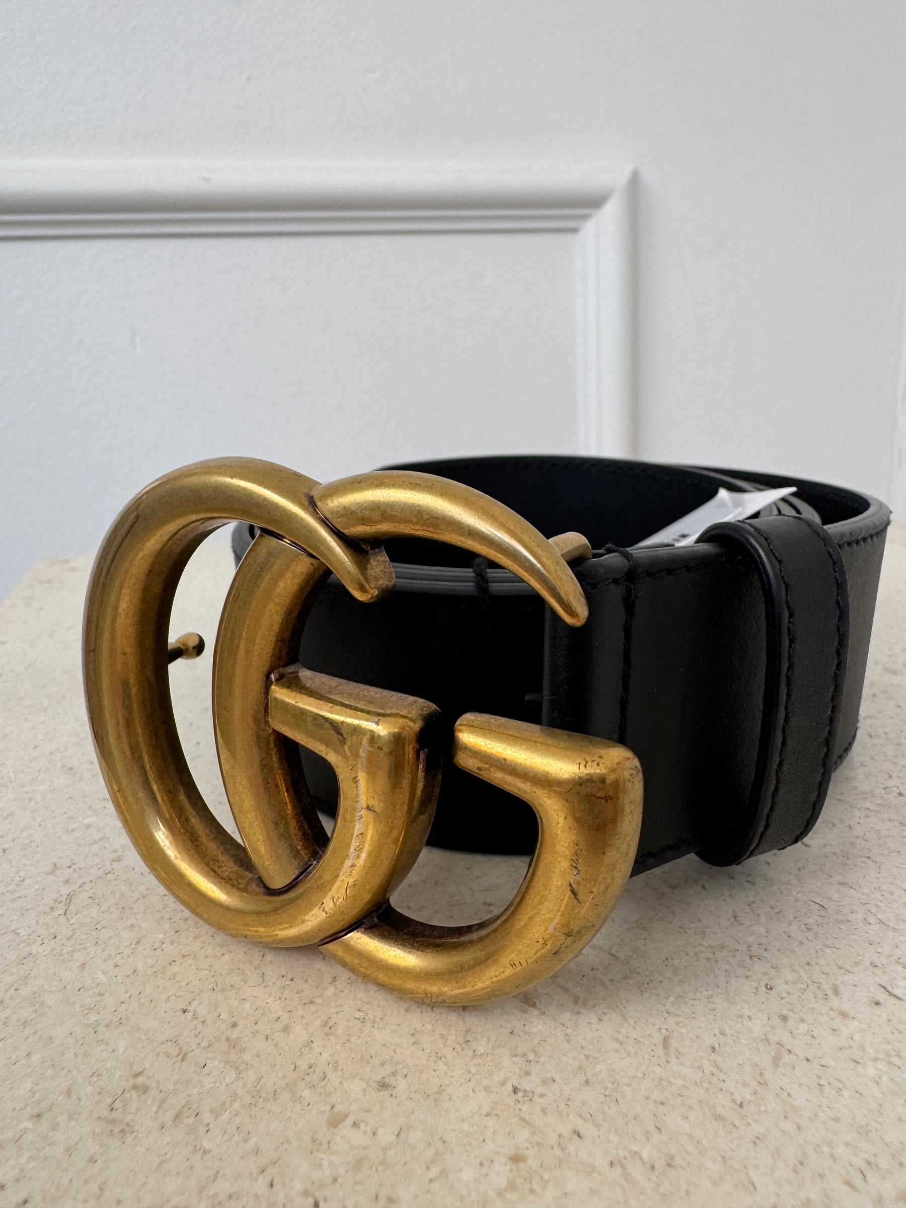 Gucci Men's Black Leather Marmont Belt, 100