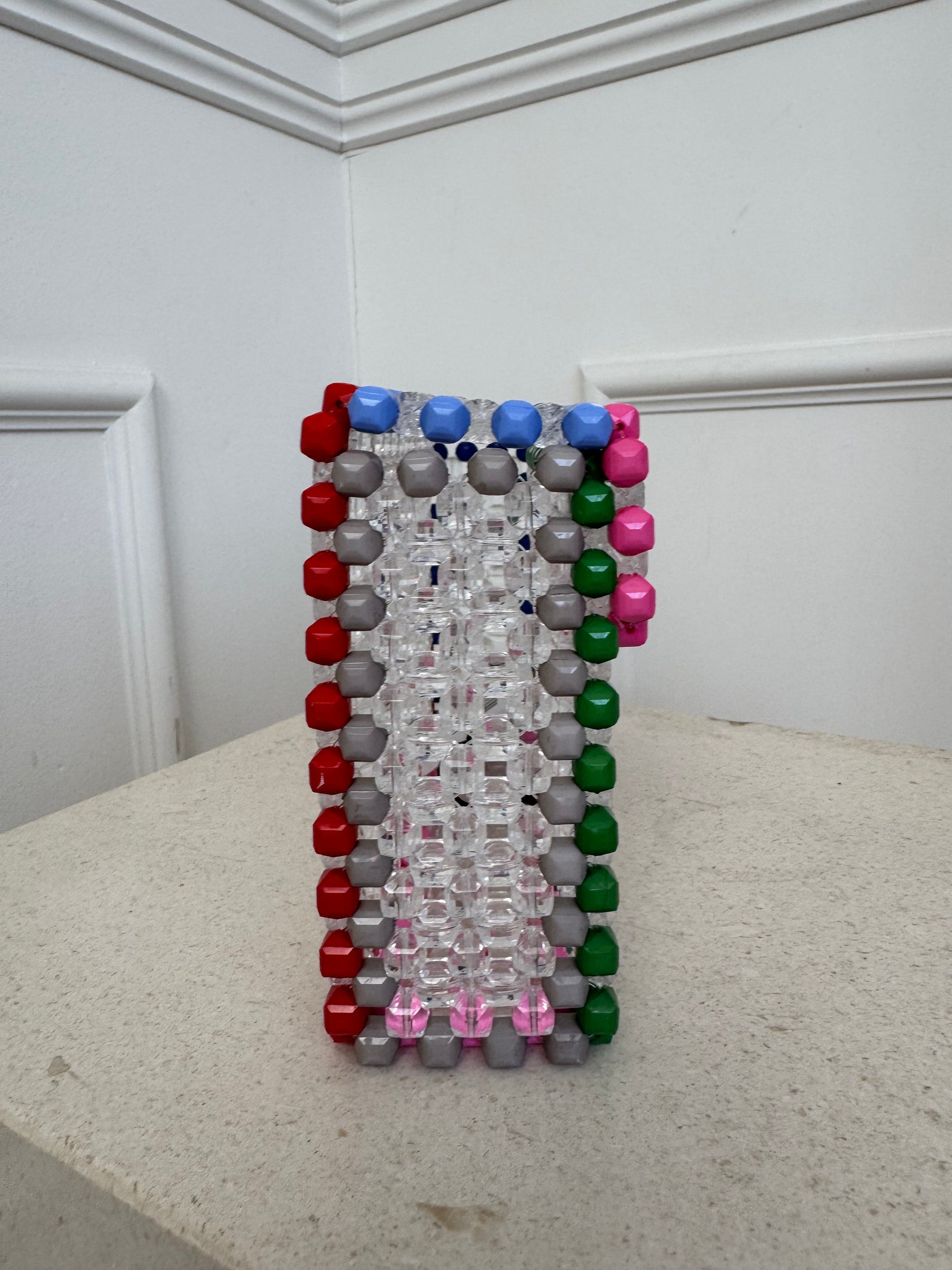 Lucy Folk Clear Multi Coloured Trim Beaded Clutch