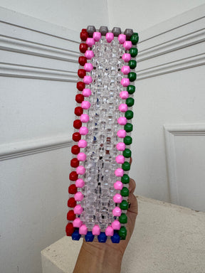 Lucy Folk Clear Multi Coloured Trim Beaded Clutch