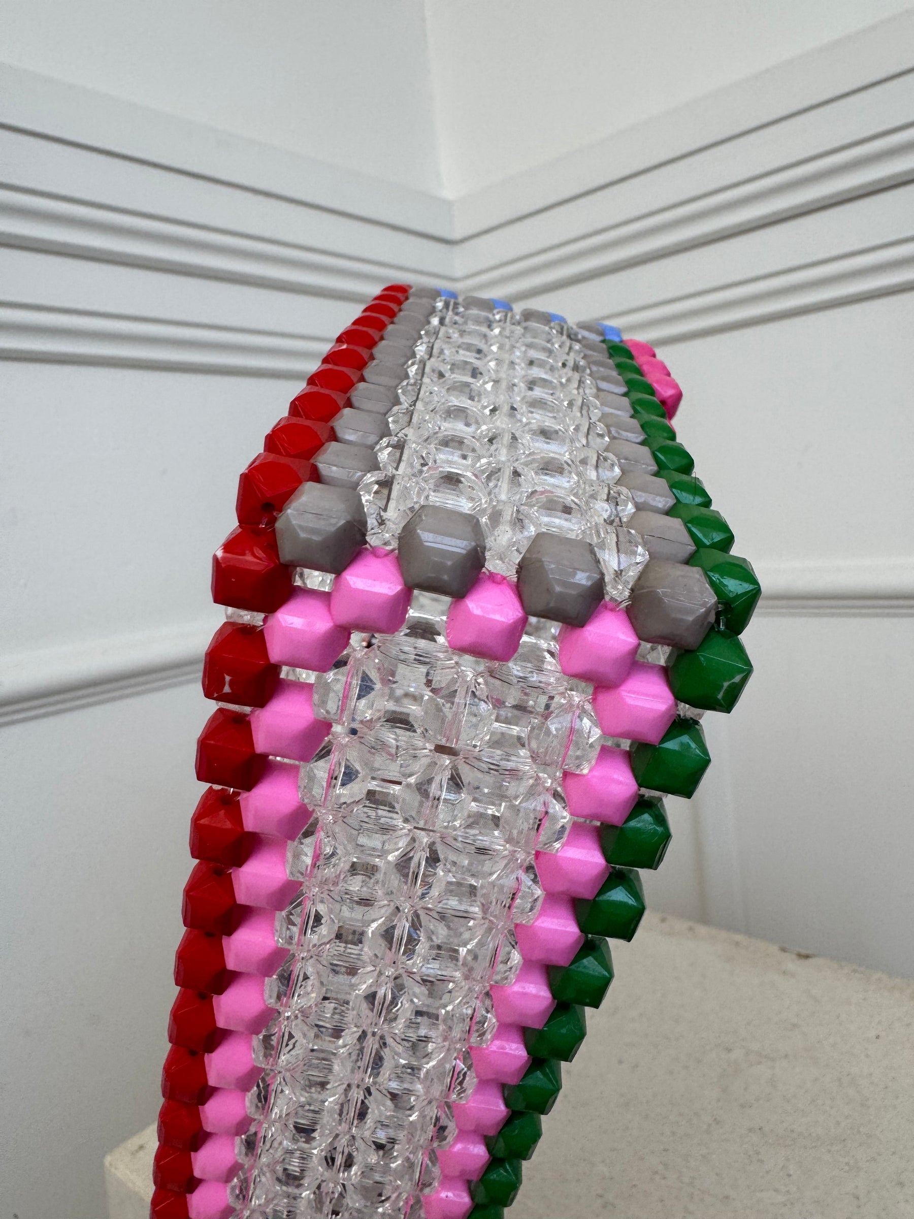 Lucy Folk Clear Multi Coloured Trim Beaded Clutch