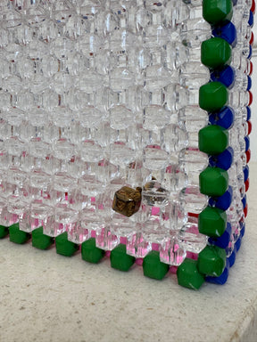 Lucy Folk Clear Multi Coloured Trim Beaded Clutch