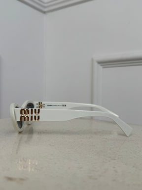 Miu Miu White Narrow Cat Eye Sunglasses