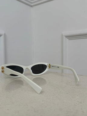 Miu Miu White Narrow Cat Eye Sunglasses