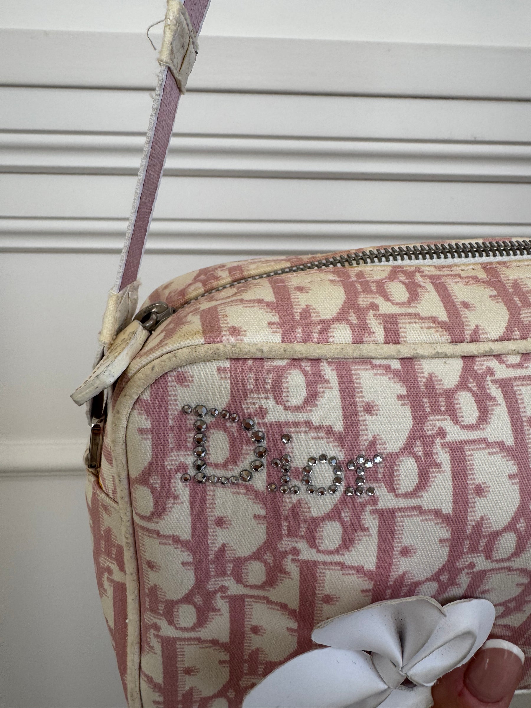 Dior Pink and White Diorissimo Trotter Pink Shoulder Bag