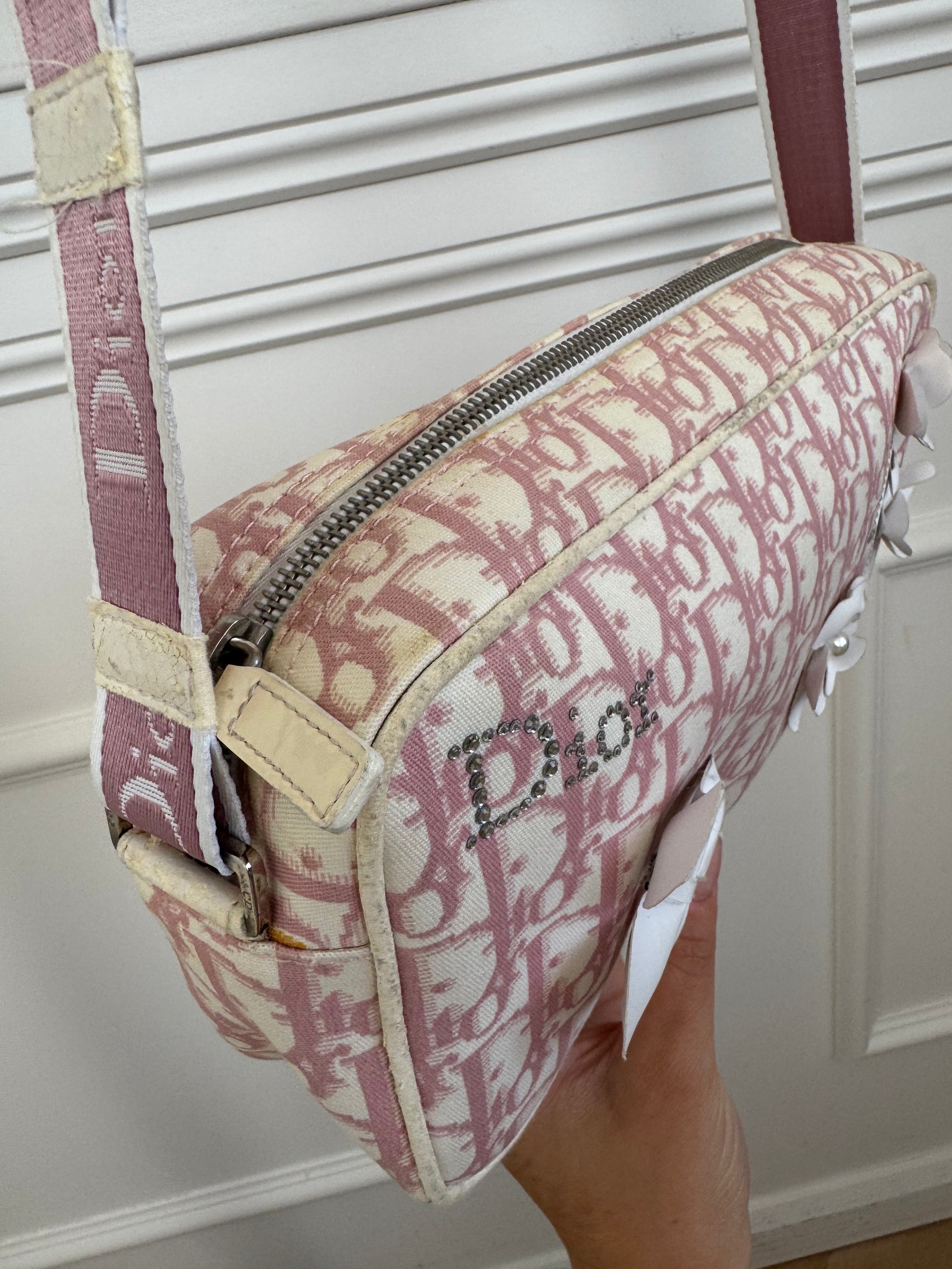 Dior Pink and White Diorissimo Trotter Pink Shoulder Bag