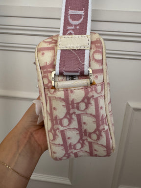 Dior Pink and White Diorissimo Trotter Pink Shoulder Bag