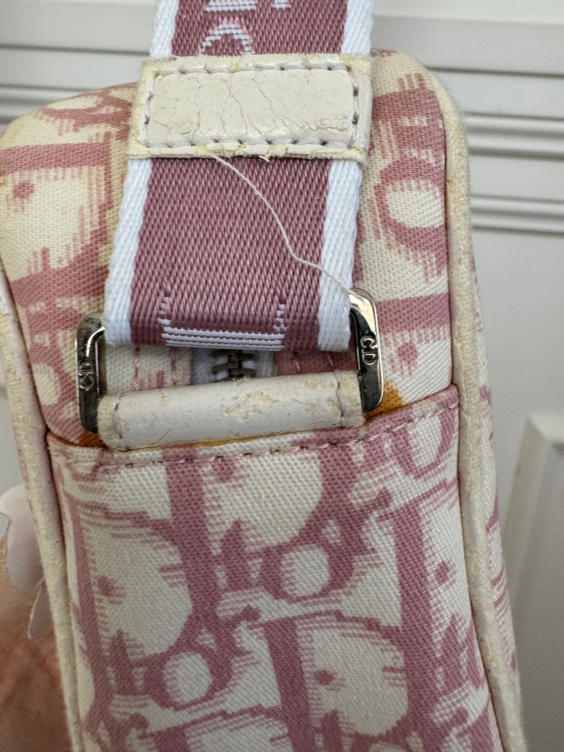 Dior Pink and White Diorissimo Trotter Pink Shoulder Bag