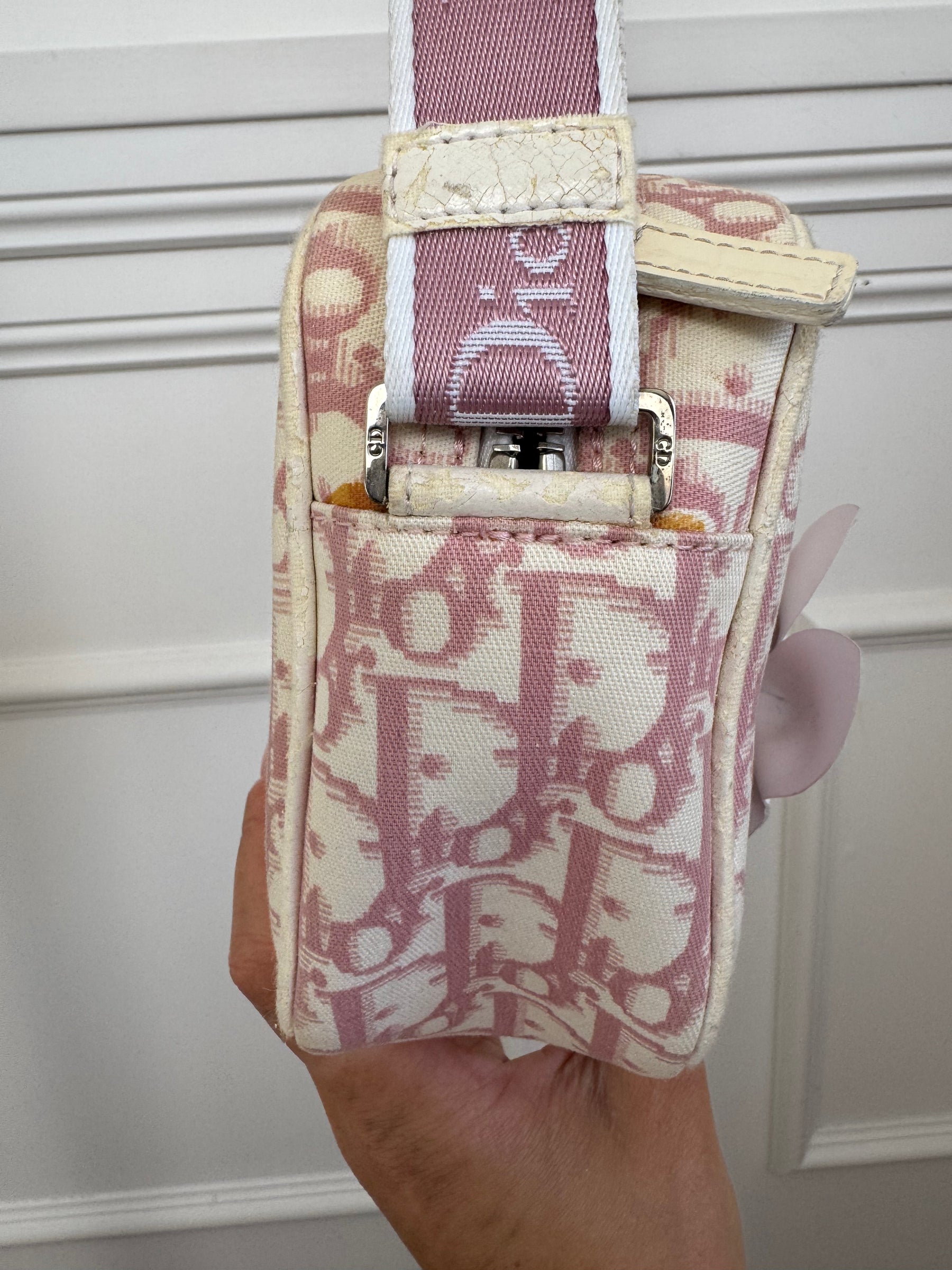 Dior Pink and White Diorissimo Trotter Pink Shoulder Bag