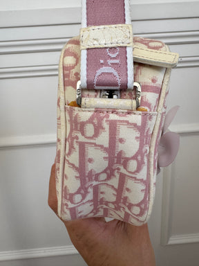 Dior Pink and White Diorissimo Trotter Pink Shoulder Bag