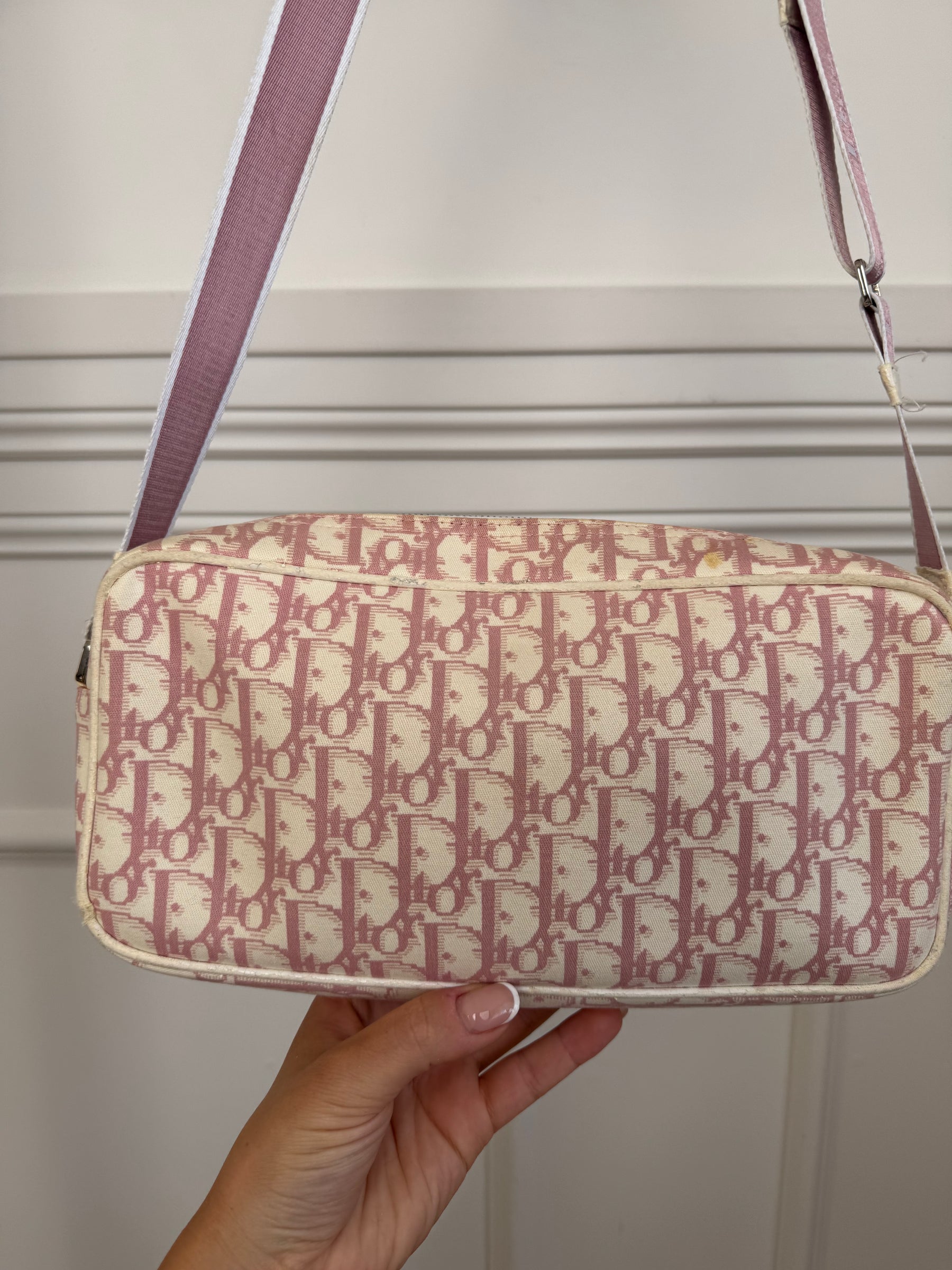 Dior Pink and White Diorissimo Trotter Pink Shoulder Bag
