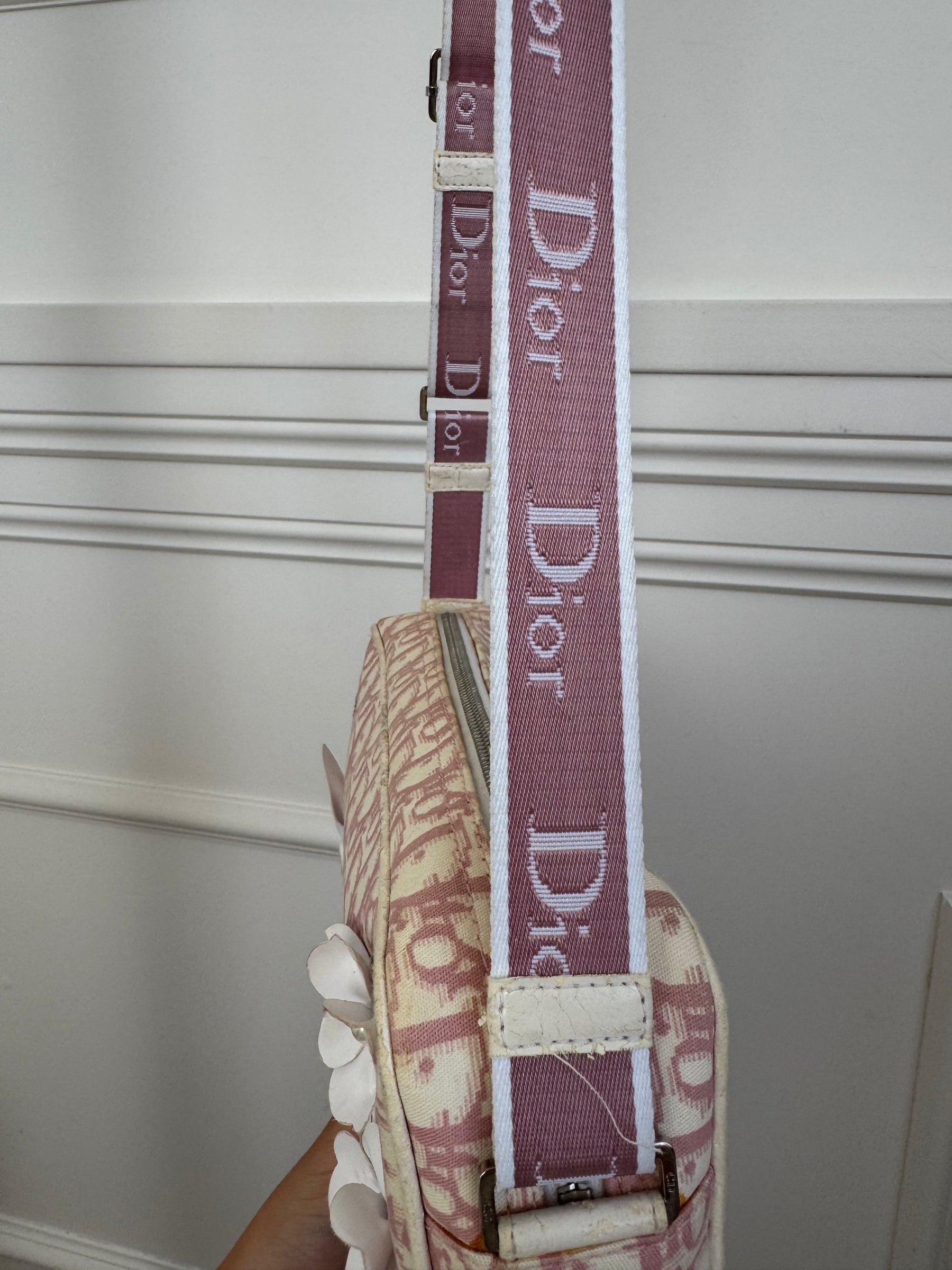 Dior Pink and White Diorissimo Trotter Pink Shoulder Bag