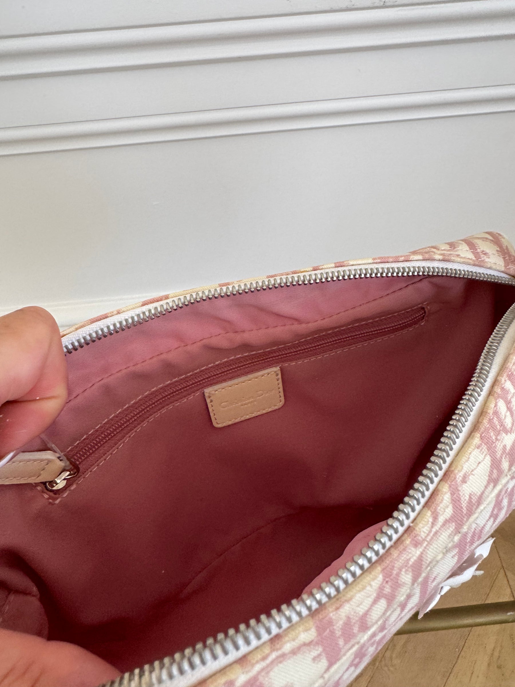 Dior Pink and White Diorissimo Trotter Pink Shoulder Bag