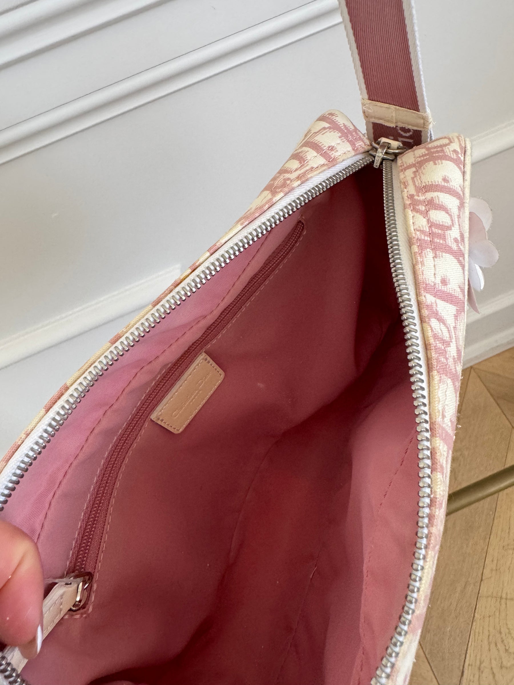 Dior Pink and White Diorissimo Trotter Pink Shoulder Bag