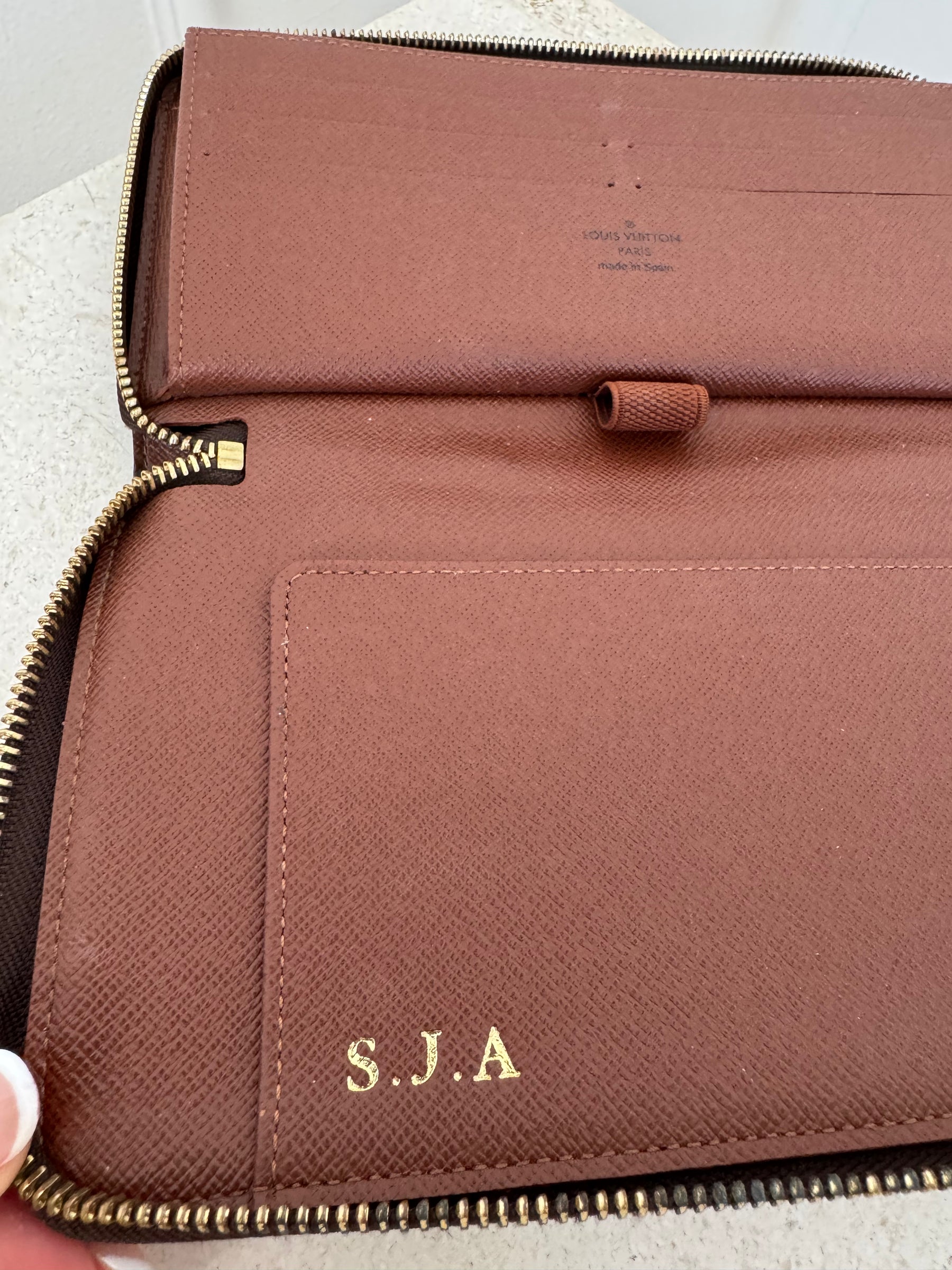 Louis Vuitton Canvas Monogram Zippy Organiser *Hot stamped with S.J.A*