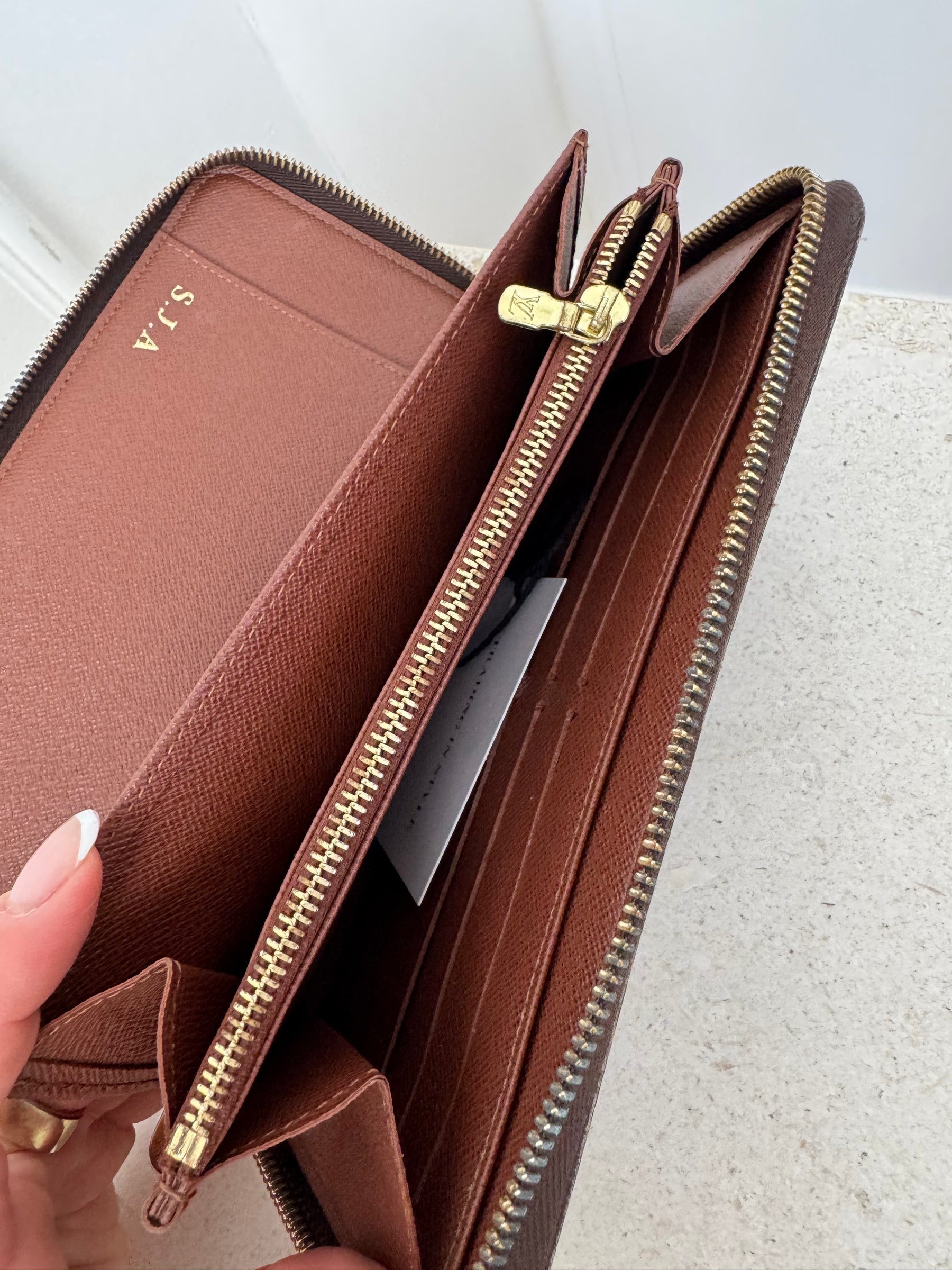 Louis Vuitton Canvas Monogram Zippy Organiser *Hot stamped with S.J.A*