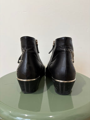 Chloé Black Leather Silver Studded Susanna Boots, 40.5