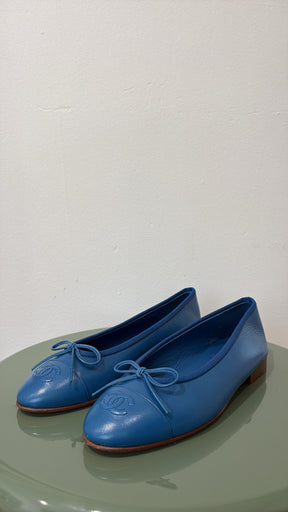Chanel Ballet Flats In King Fisher Blue, 37.5 C