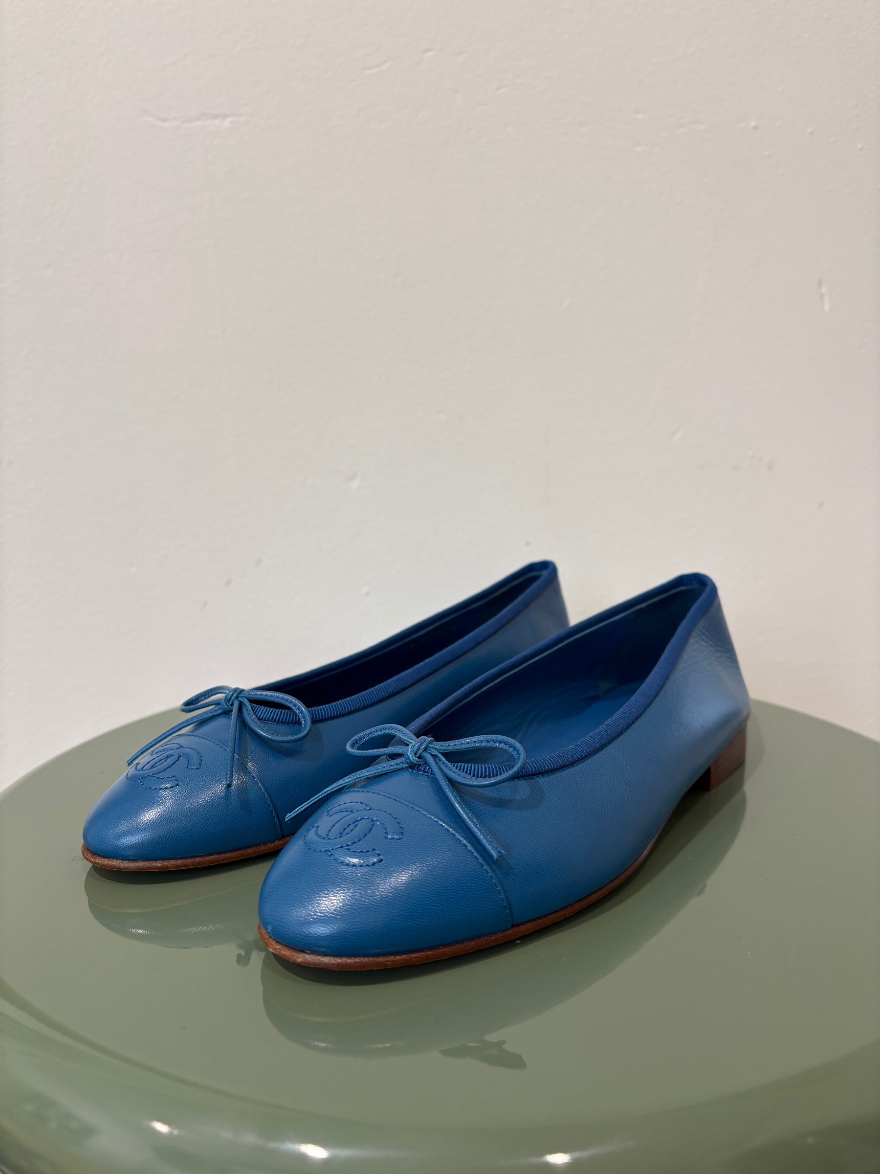Chanel Ballet Flats In King Fisher Blue, 37.5 C