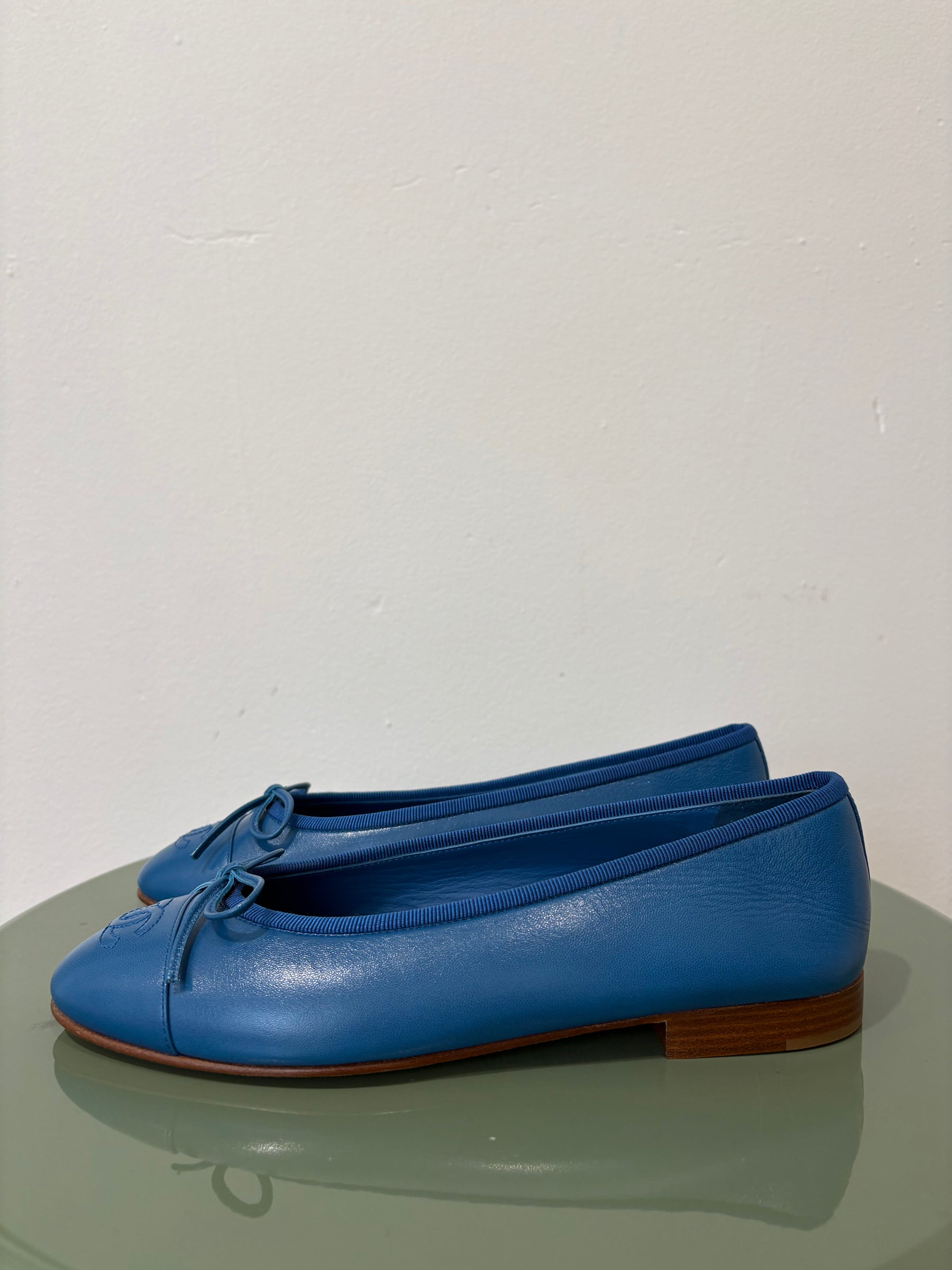 Chanel Ballet Flats In King Fisher Blue, 37.5 C