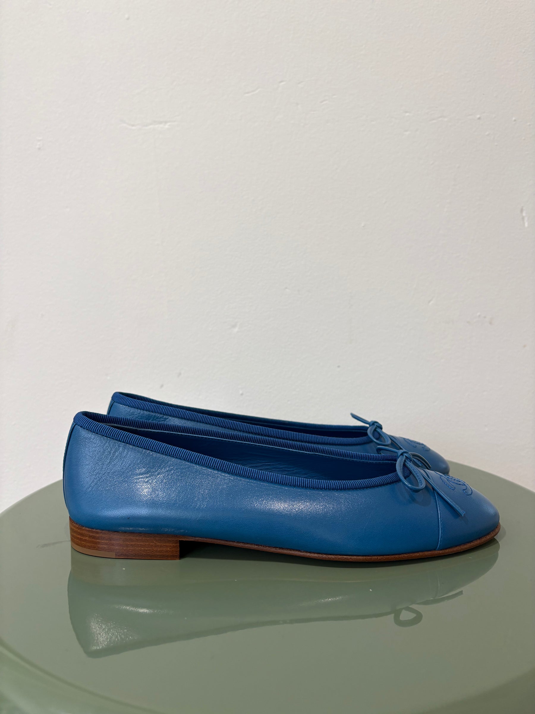 Chanel Ballet Flats In King Fisher Blue, 37.5 C