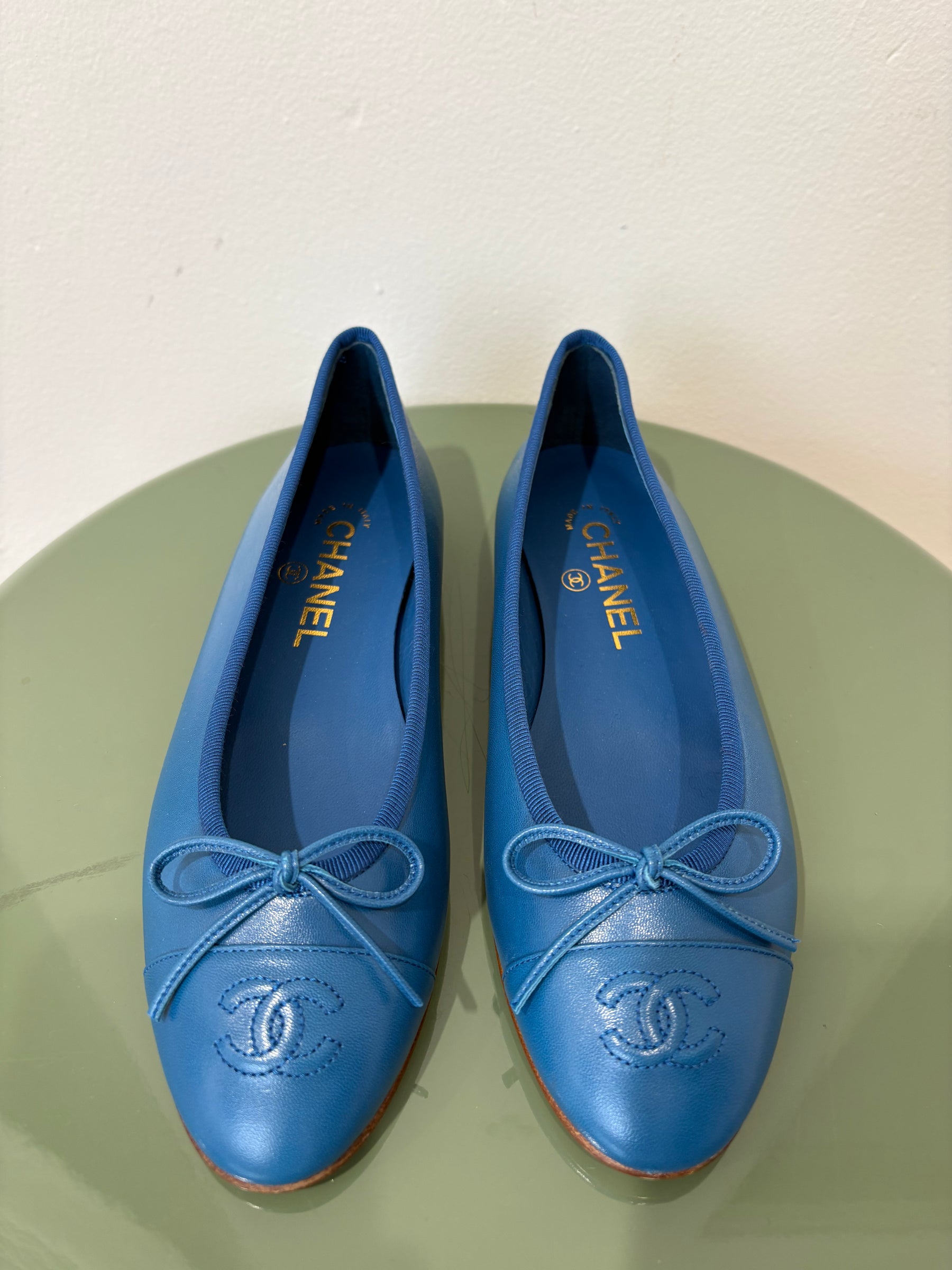 Chanel Ballet Flats In King Fisher Blue, 37.5 C