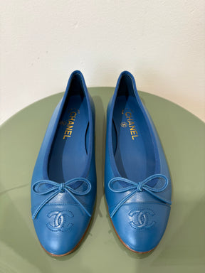Chanel Ballet Flats In King Fisher Blue, 37.5 C