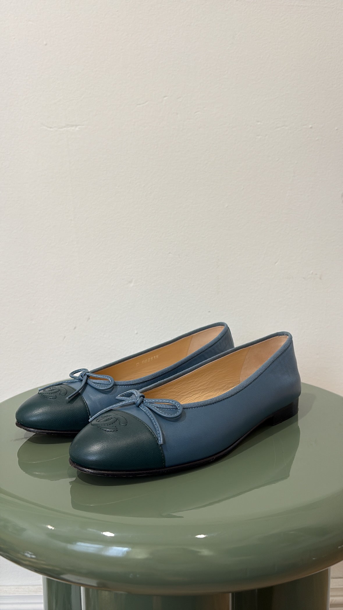 Chanel Ballet Flats Green Blue, 37.5 C