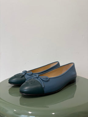 Chanel Ballet Flats Green Blue, 37.5 C