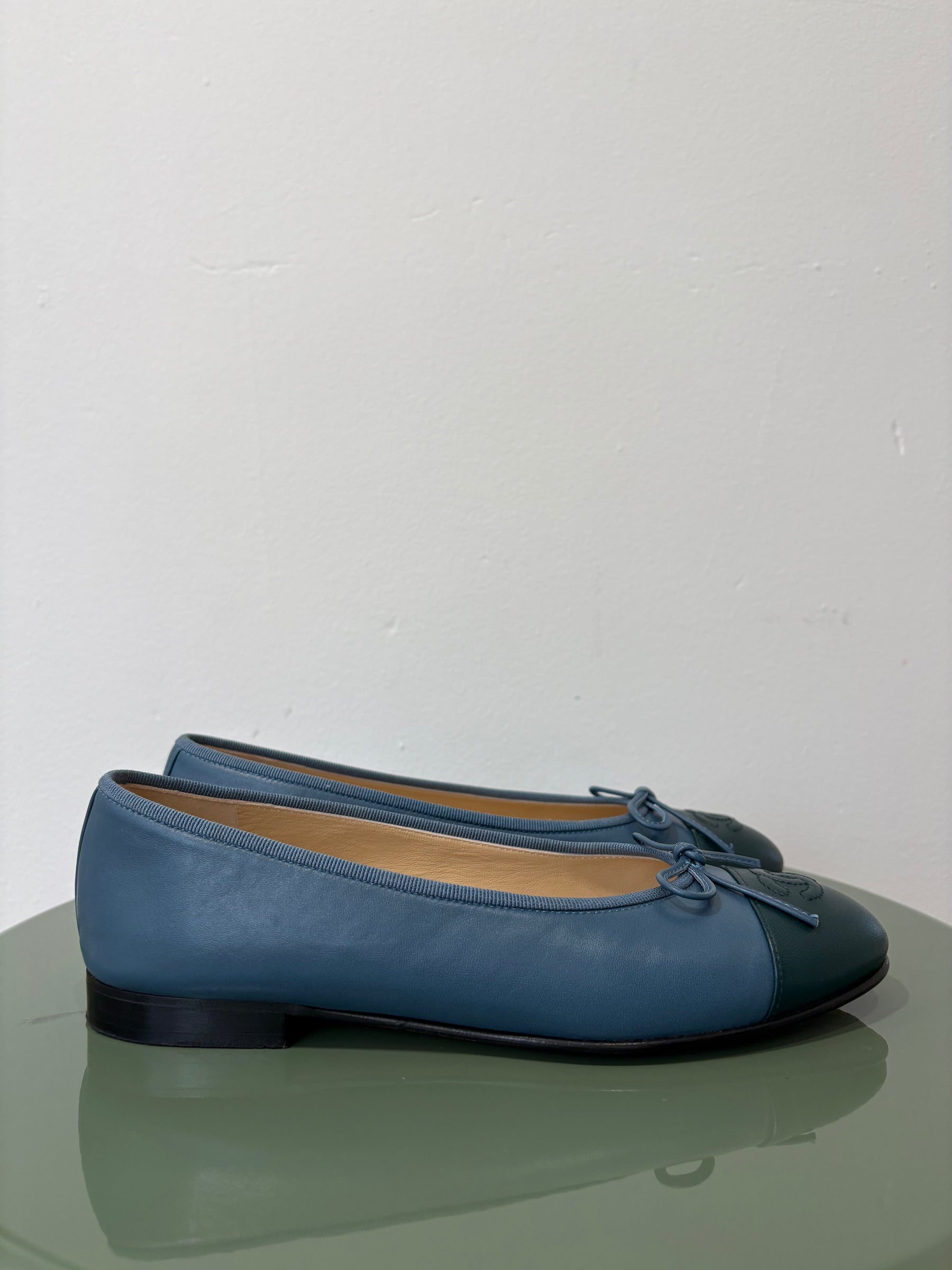 Chanel Ballet Flats Green Blue, 37.5 C