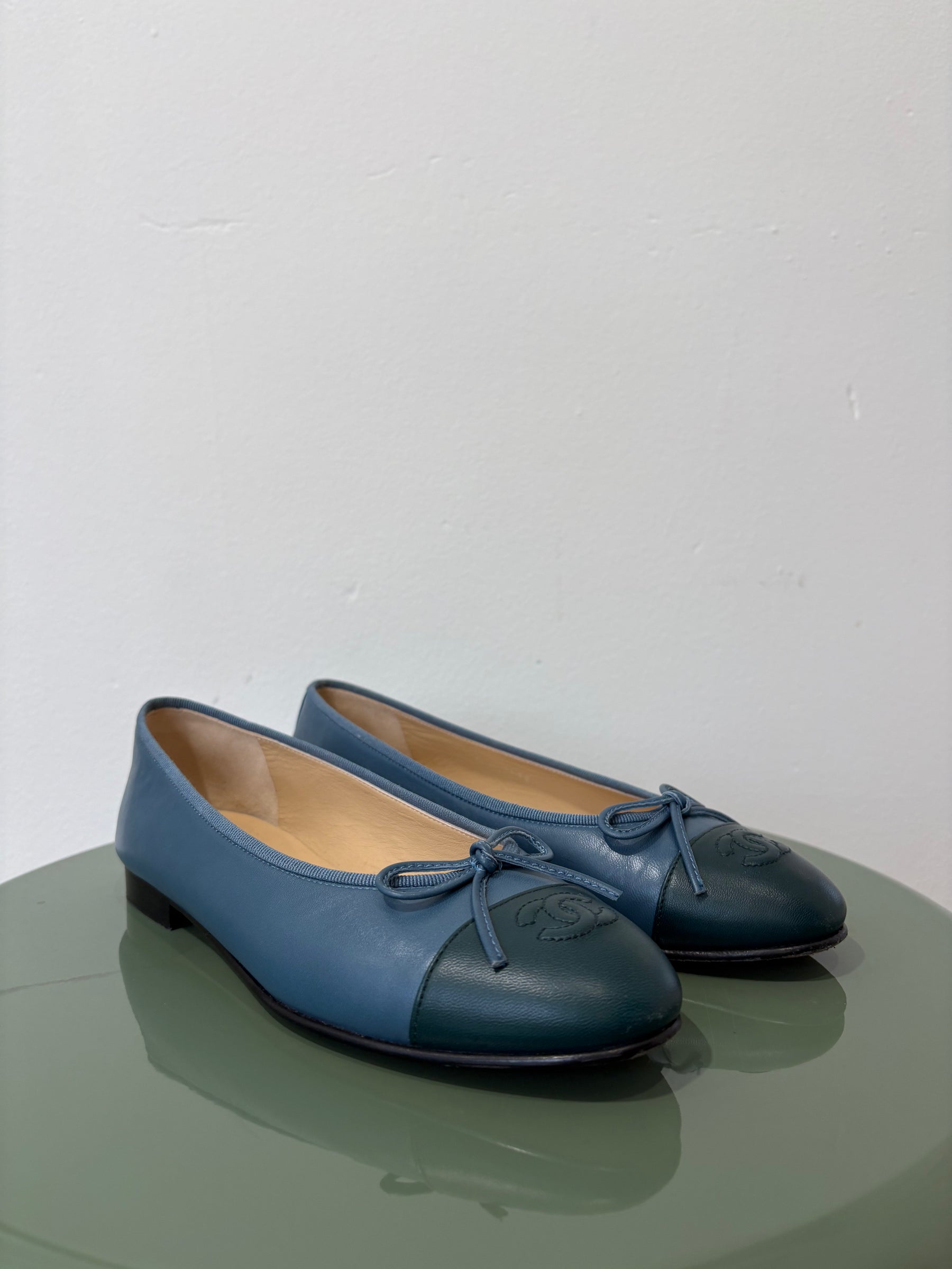 Chanel Ballet Flats Green Blue, 37.5 C