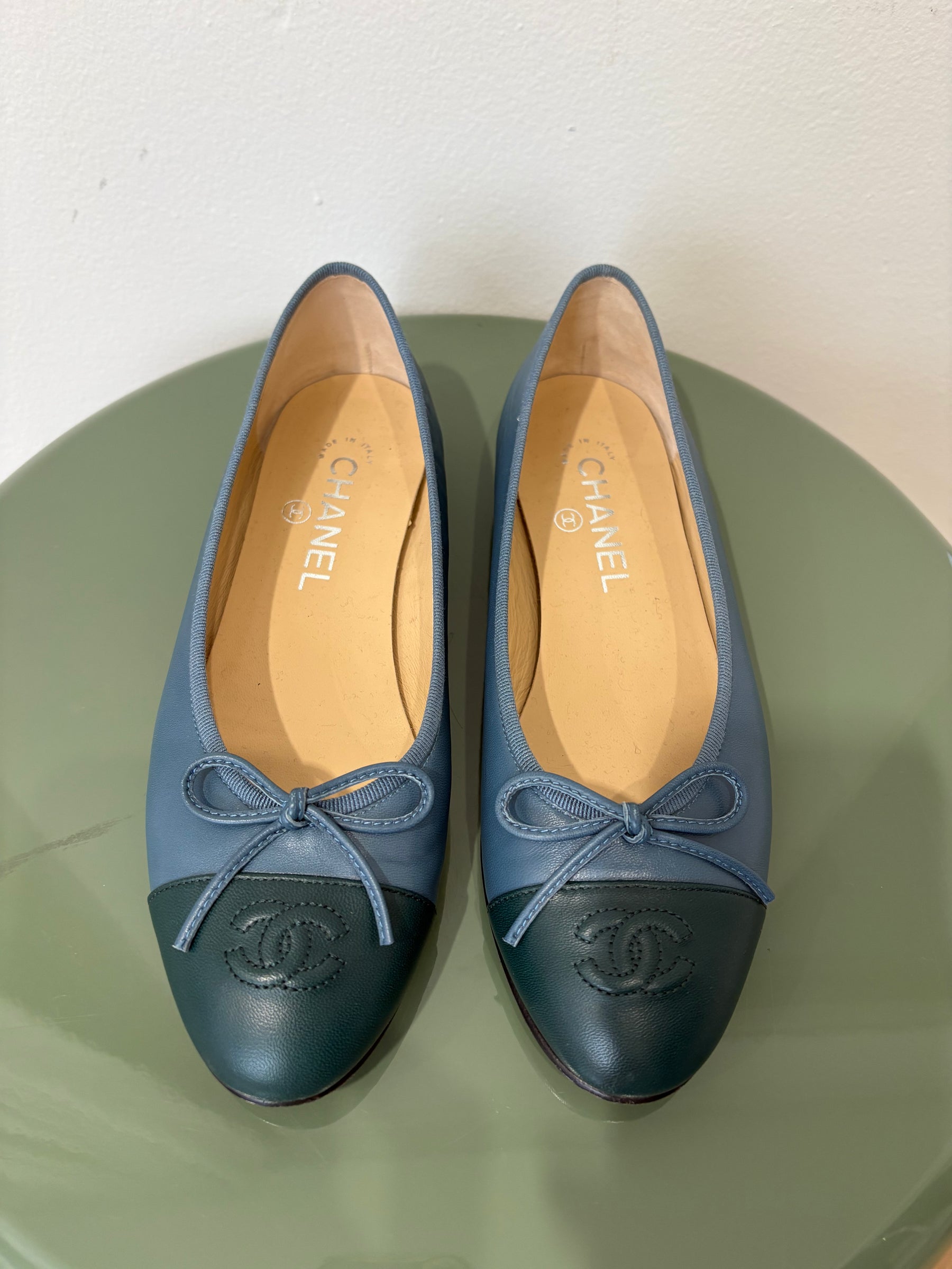 Chanel Ballet Flats Green Blue, 37.5 C