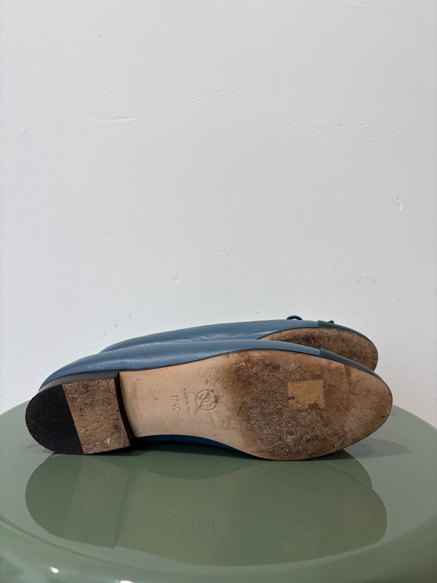 Chanel Ballet Flats Green Blue, 37.5 C