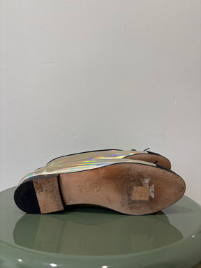 Chanel Silver Irredescent Ballet Flats, 37.5 C
