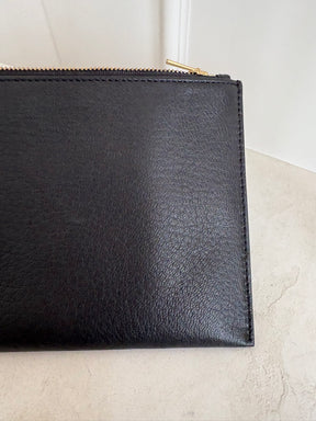 Yu Mei Black Leather Long Zipped Pouch